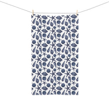 Load image into Gallery viewer, Blue Nautical Shell Hand Towel — Coastal Kitchen & Beach House Decor