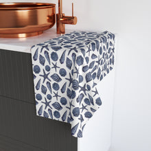 Load image into Gallery viewer, Blue Nautical Shell Hand Towel — Coastal Kitchen & Beach House Decor