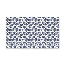 Load image into Gallery viewer, Blue Nautical Shell Hand Towel — Coastal Kitchen & Beach House Decor