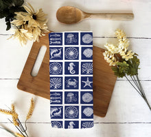 Load image into Gallery viewer, Coastal Sea Life Pattern Hand Towel | Nautical Starfish Octopus Dolphins Whales