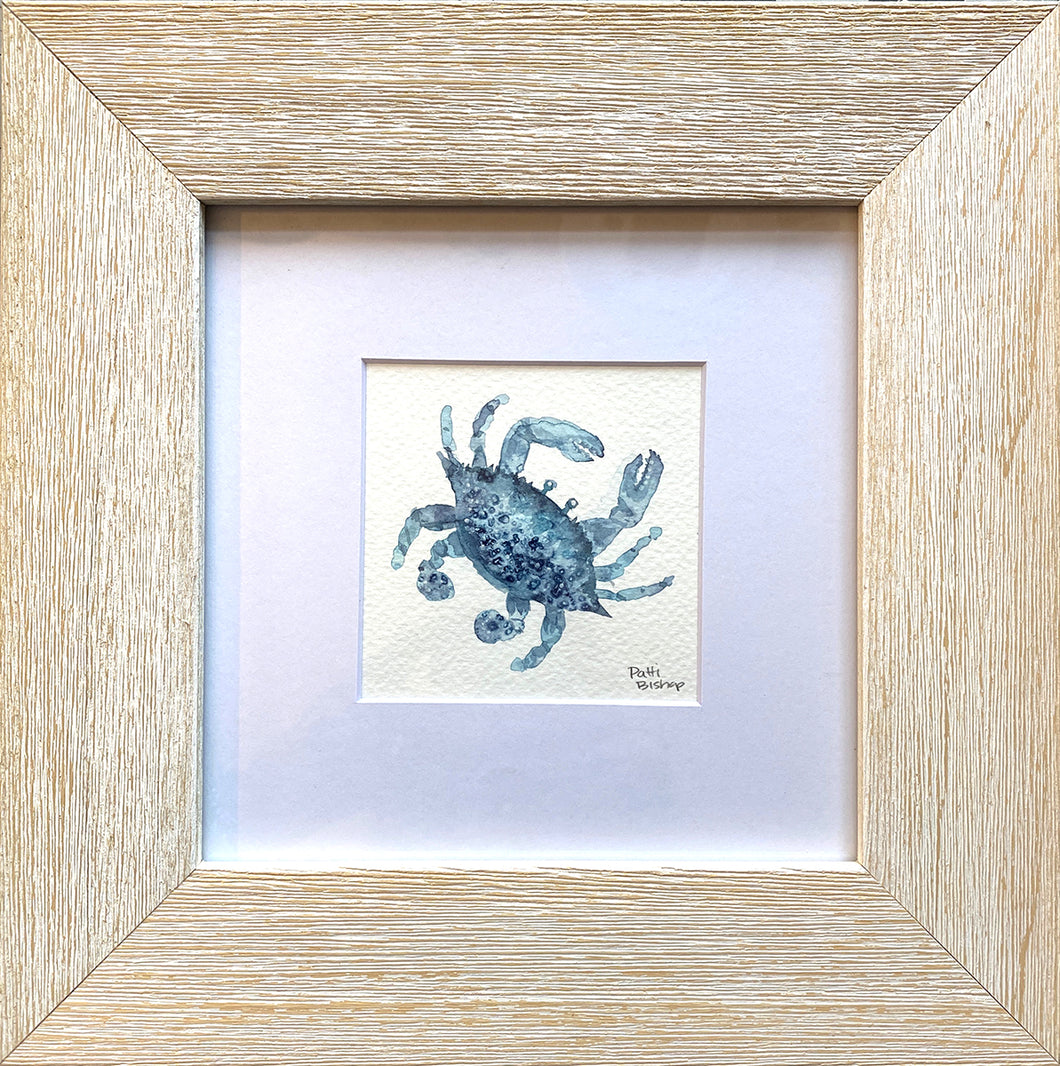 Blue and Teal Crab Original Watercolor