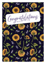 Load image into Gallery viewer, Congratulations Greeting Cards - Sunflowers Navy