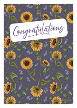 Load image into Gallery viewer, Congratulations Greeting Cards - Sunflowers Purple