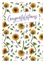 Load image into Gallery viewer, Congratulations Greeting Cards - Sunflowers White