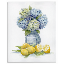 Load image into Gallery viewer, Hydrangea and Lemons 2 Stretched Canvas
