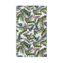 Load image into Gallery viewer, Holly &amp; Pine Watercolor Hand Towel — Festive Holiday Tea Towel
