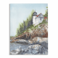 Load image into Gallery viewer, Bar Harbor Lighthouse Stretched Canvas Print - Patti Bishop Watercolors
