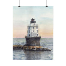 Load image into Gallery viewer, Lewes, Delaware Harbor of Refuge Lighthouse Watercolor Art Print, Coastal Art, Beach Art, Seashore Art
