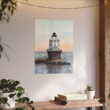 Load image into Gallery viewer, Lewes, Delaware Harbor of Refuge Lighthouse Watercolor Art Print, Coastal Art, Beach Art, Seashore Art
