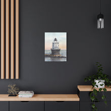 Load image into Gallery viewer, Lewes, Delaware Harbor of Refuge Lighthouse Watercolor Canvas Print, Coastal Art, Beach Art, Seashore Art
