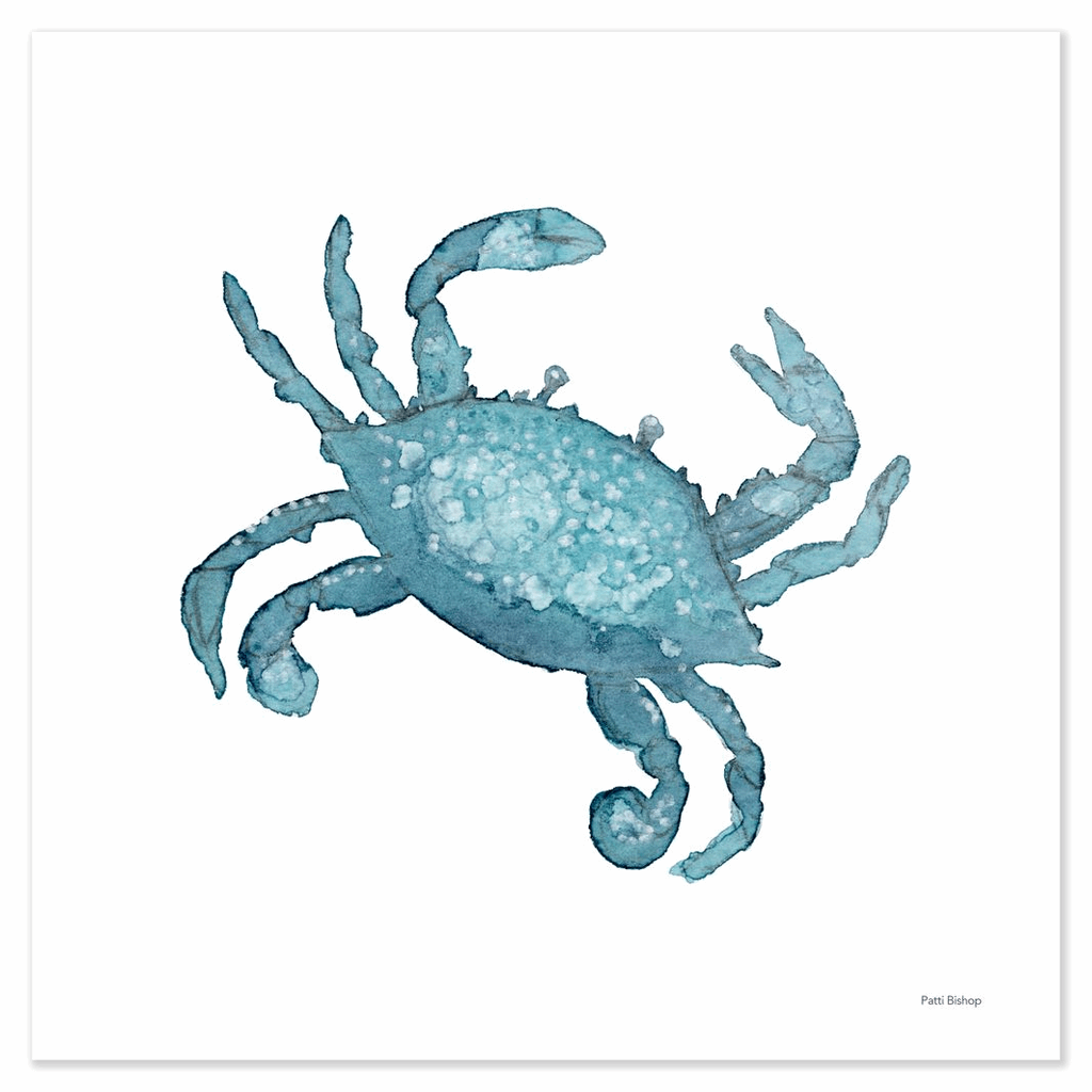 Teal Crab Art Print - Patti Bishop Watercolors