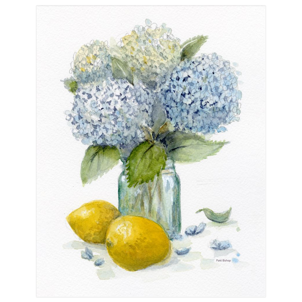 Hydrangea with Lemons 1 Art Print
