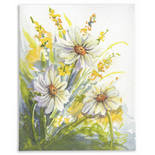 Load image into Gallery viewer, Yellow with Daisies Stretched Canvas Print
