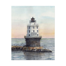 Load image into Gallery viewer, Lewes, Delaware Harbor of Refuge Lighthouse Watercolor Art Print, Coastal Art, Beach Art, Seashore Art
