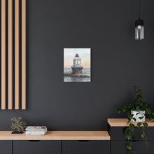 Load image into Gallery viewer, Lewes, Delaware Harbor of Refuge Lighthouse Watercolor Canvas Print, Coastal Art, Beach Art, Seashore Art
