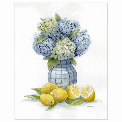 Hydrangea with Lemons 2 Art Print - Patti Bishop Watercolors