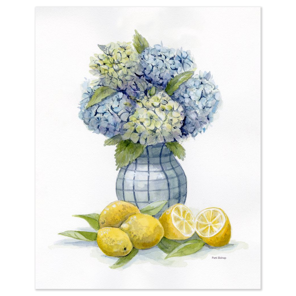 Hydrangea with Lemons 2 Art Print