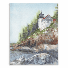 Load image into Gallery viewer, Bar Harbor Lighthouse Stretched Canvas Print - Patti Bishop Watercolors
