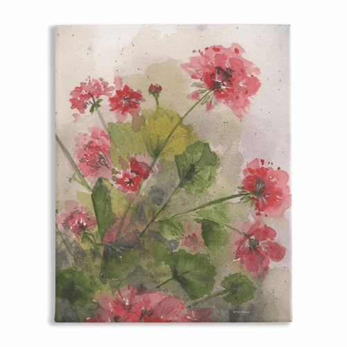 Geraniums 3 Stretched Canvas Print - Patti Bishop Watercolors