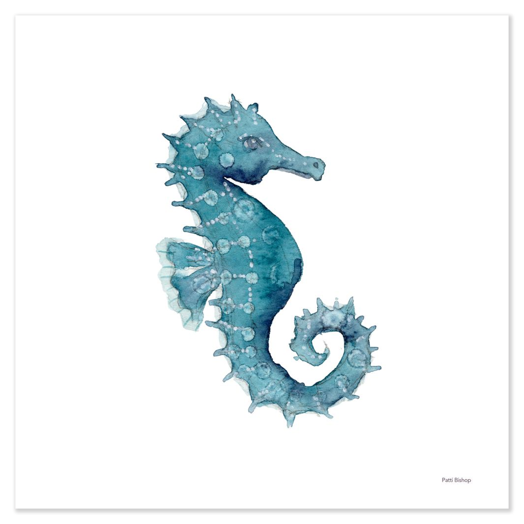 Teal Seahorse Art Print