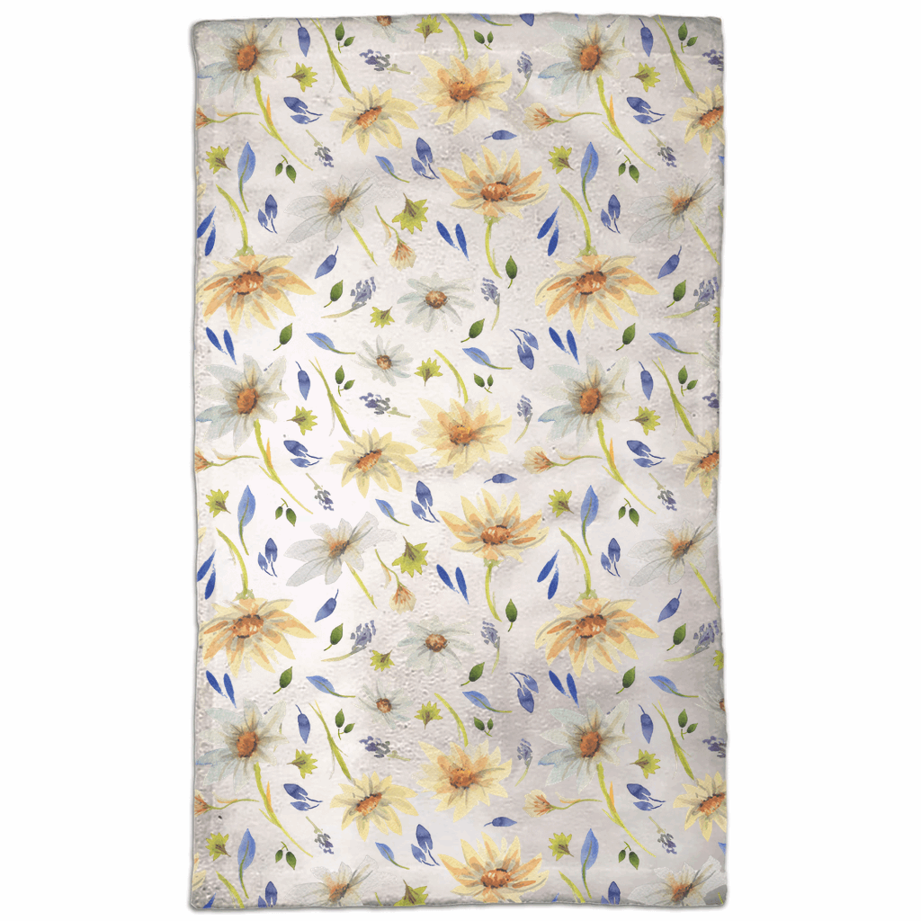Yellow Daisy Pattern Hand Towels - Patti Bishop Watercolors