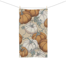 Load image into Gallery viewer, Autumn White and Orange Pumpkins Hand Towel | Fall Harvest Kitchen Towel
