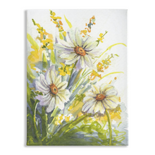 Load image into Gallery viewer, Yellow with Daisies Stretched Canvas Print
