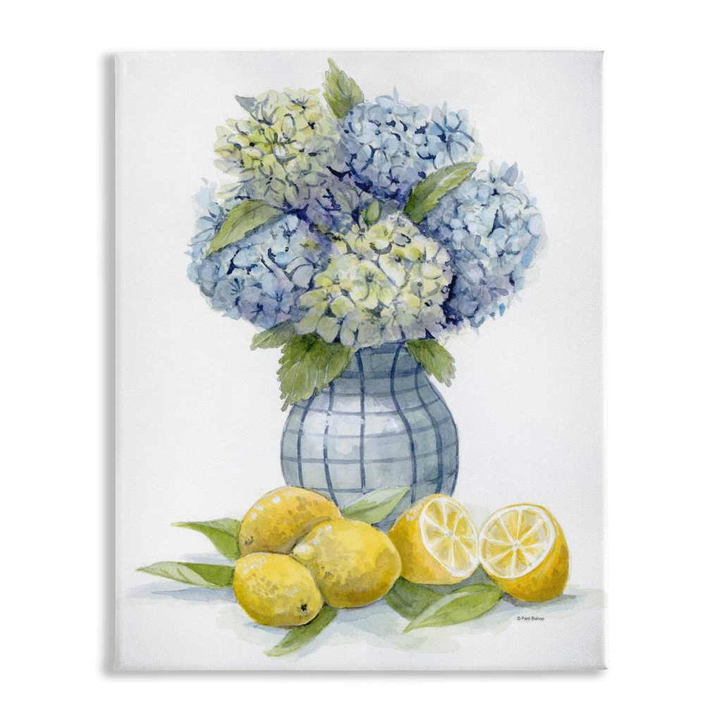 Hydrangea and Lemons 2 Stretched Canvas Print