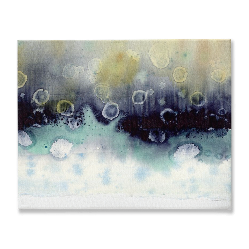 Abstract Blue Teal Gold Horizontal Stretched Canvas