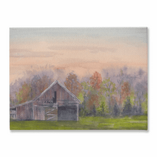 Load image into Gallery viewer, Old Barn in a Green Field Stretched Canvas Print - Patti Bishop Watercolors
