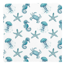 Load image into Gallery viewer, Teal Starfish and Seahorse Throw Pillows
