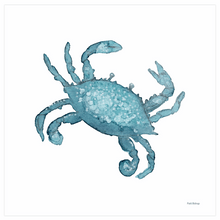 Load image into Gallery viewer, Teal Crab Art Print - Patti Bishop Watercolors
