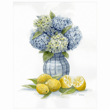 Load image into Gallery viewer, Hydrangea with Lemons 2 Art Print - Patti Bishop Watercolors
