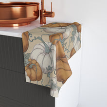 Load image into Gallery viewer, Autumn White and Orange Pumpkins Hand Towel | Fall Harvest Kitchen Towel

