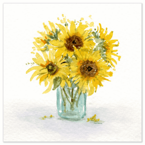 Sunflower Jar 1 Art Print - Patti Bishop Watercolors