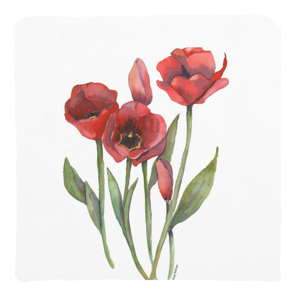 Red Tulips Throw Pillows