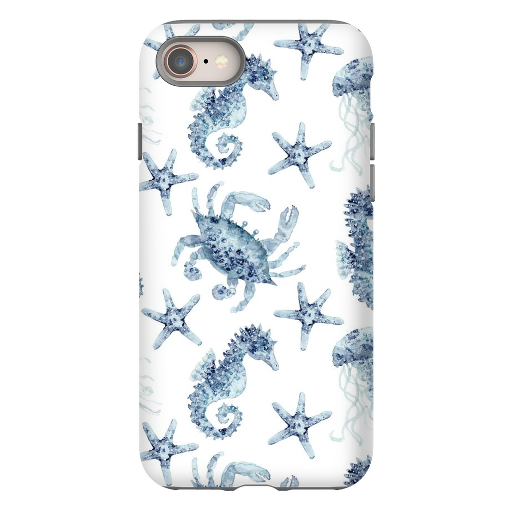 Blue Seahorse and Crab Phone Cases