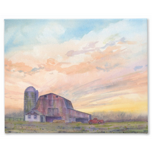 Load image into Gallery viewer, Red Barn at Sunset Stretched Canvas
