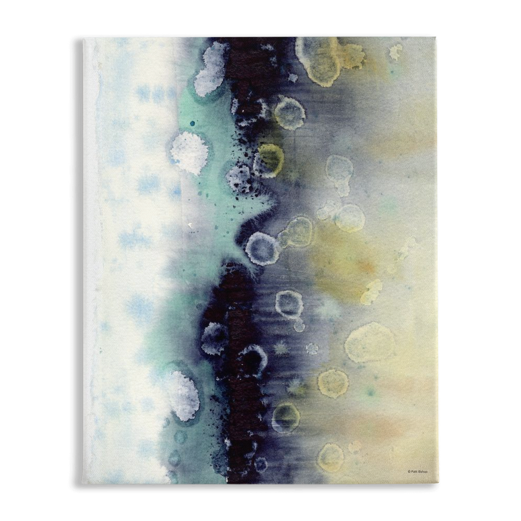 Abstract Blue Teal Gold Stretched Canvas Print