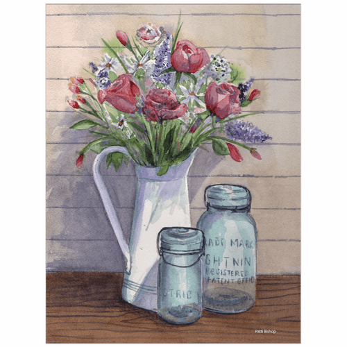 Flowers Pitcher Art Prints - Patti Bishop Watercolors