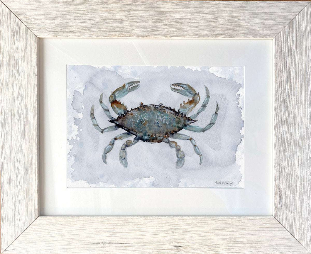 Blue Gray Crab Original Watercolor - Patti Bishop Watercolors
