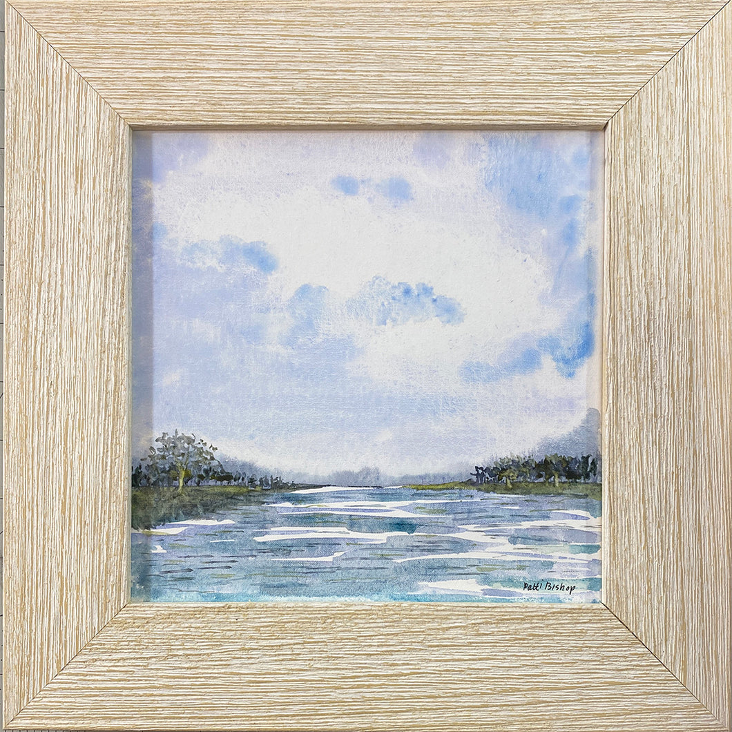 Blue Green Waterway Original Watercolor