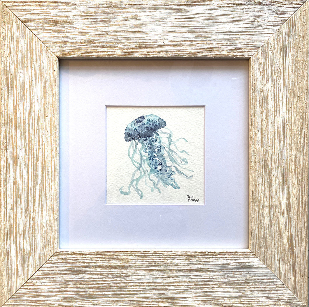 Blue and Teal Jellyfish Original Watercolor