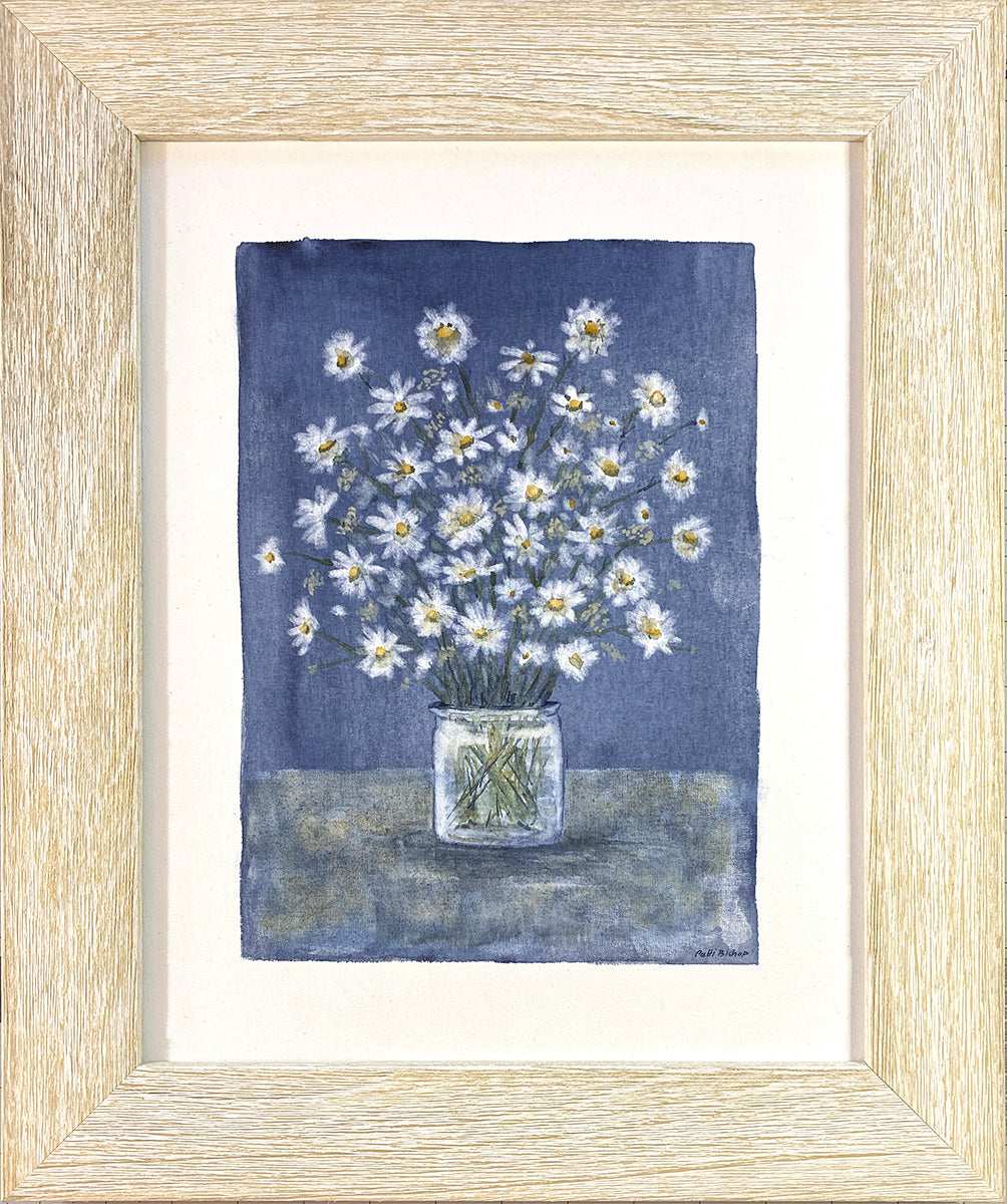 Daisies on Canvas 2 Original Watercolor - Patti Bishop Watercolors