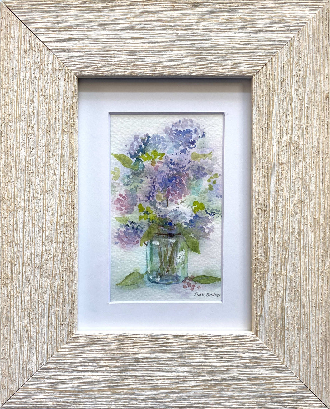 Hydrangeas Jar 2 Original Watercolor - Patti Bishop Watercolors