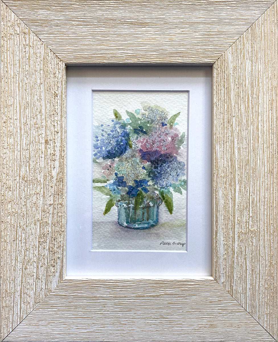 Hydrangeas Jar 3 Original Watercolor - Patti Bishop Watercolors