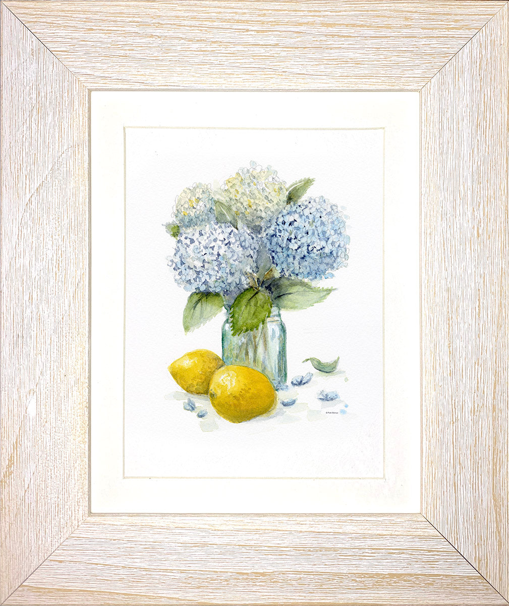 Hydrangea and Lemons 1 Original Watercolor