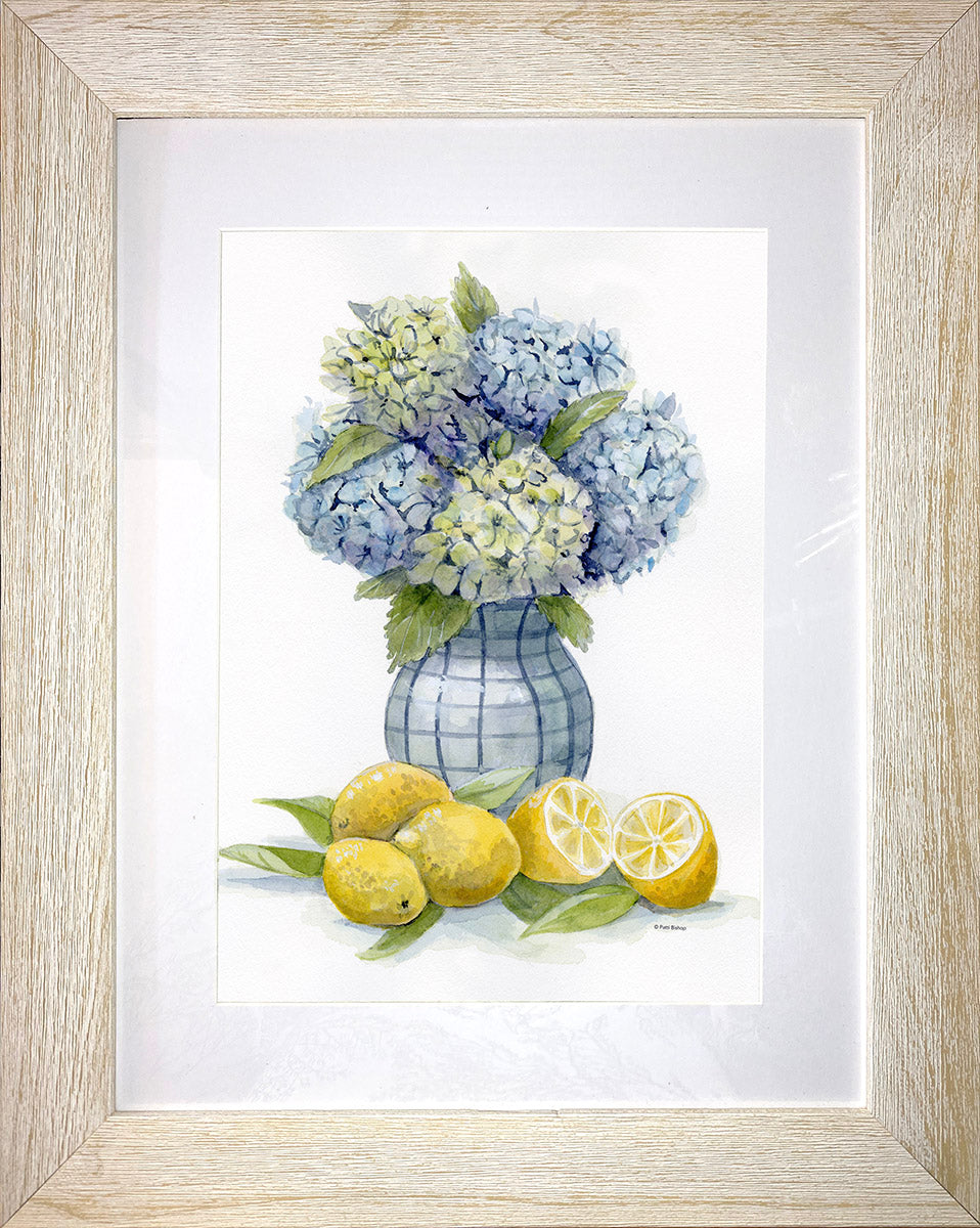 Hydrangea and Lemons 2 Original Watercolor
