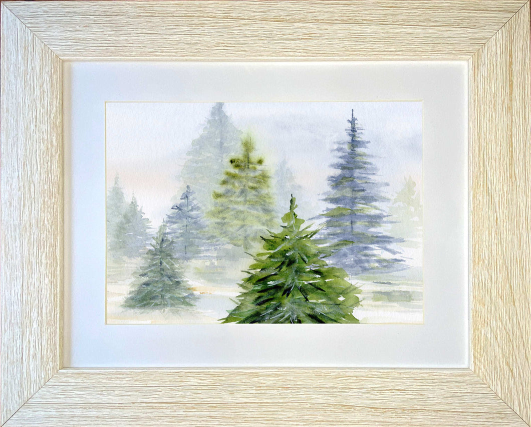 Pine Trees 2 Original Watercolor - Patti Bishop Watercolors