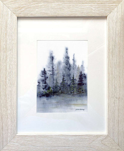 Blue Pine Trees Original Watercolor - Patti Bishop Watercolors